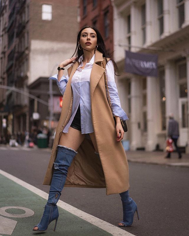 Stopping traffic in Soho is a lot easier by distracting with major fashion overload. These jean over the knee boots add a little edge to any outfit 📸: @petelottphotography .
.
#asos #asosus #missguided #danielwellington #yslbag #sohonyc #sohofashion