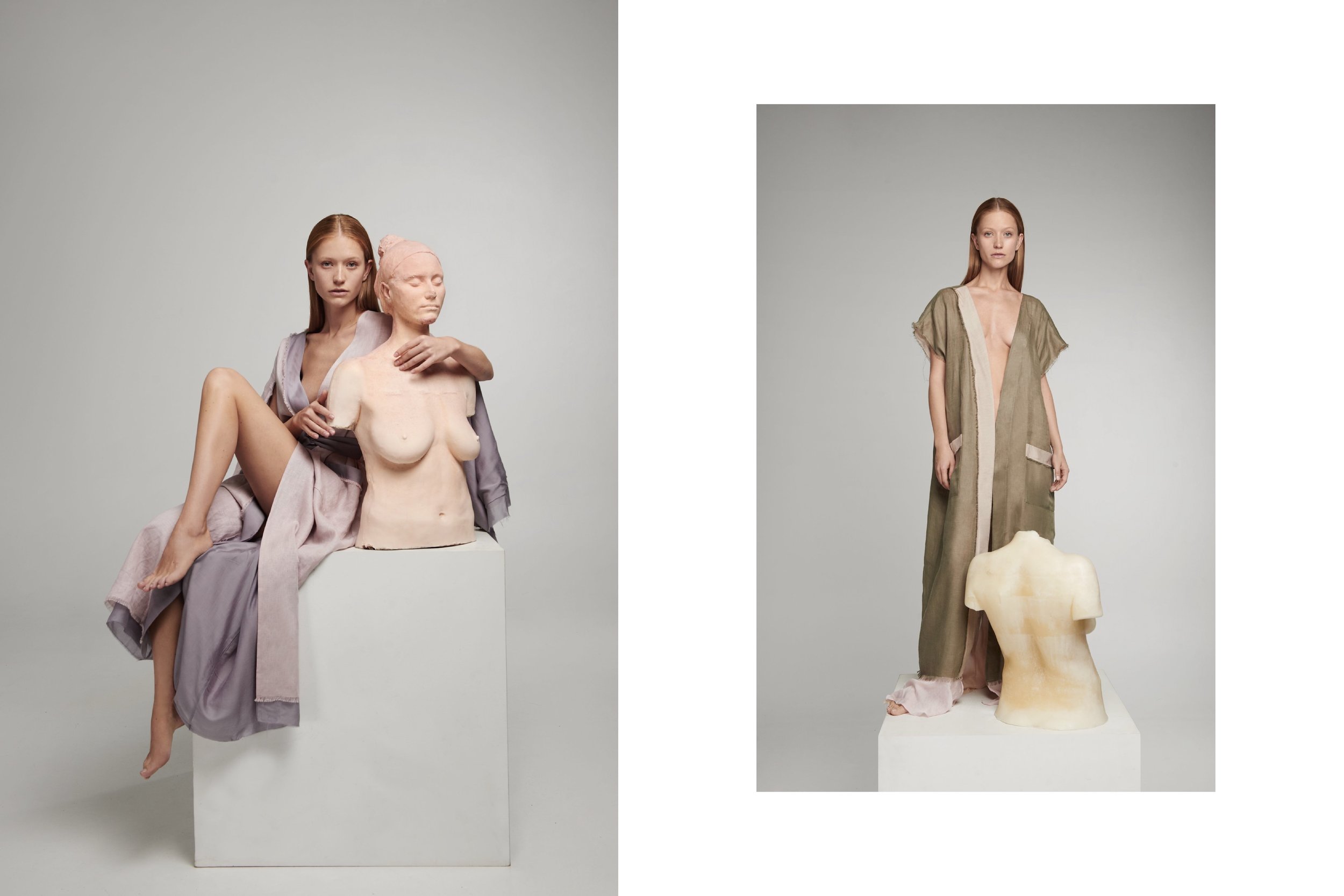 2.lessless campaign_lava robe in rose and lavander dust, aurora robe in olive and powder.JPG