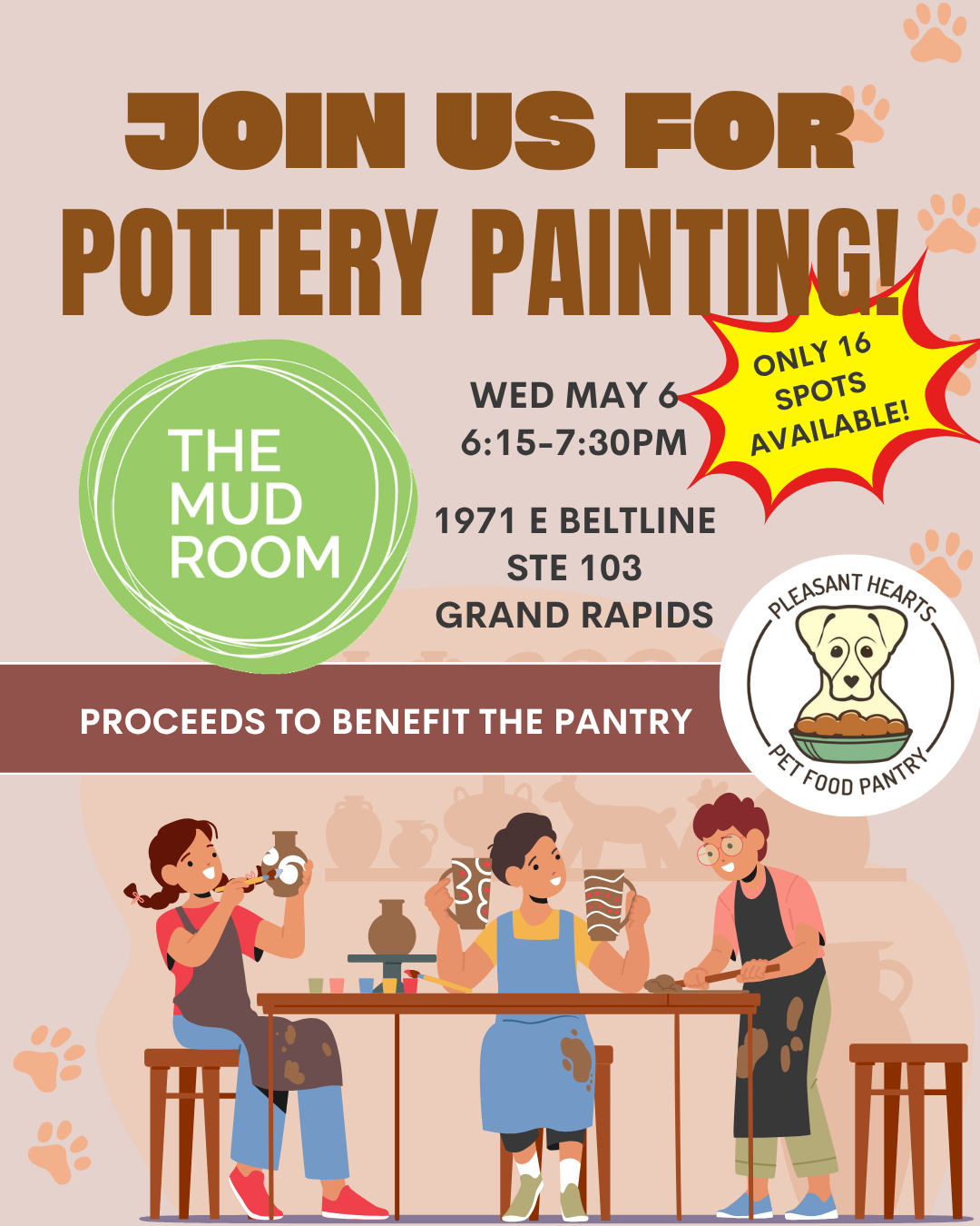 Pottery Painting Fundraiser @ The Mud Room Knapp Corner