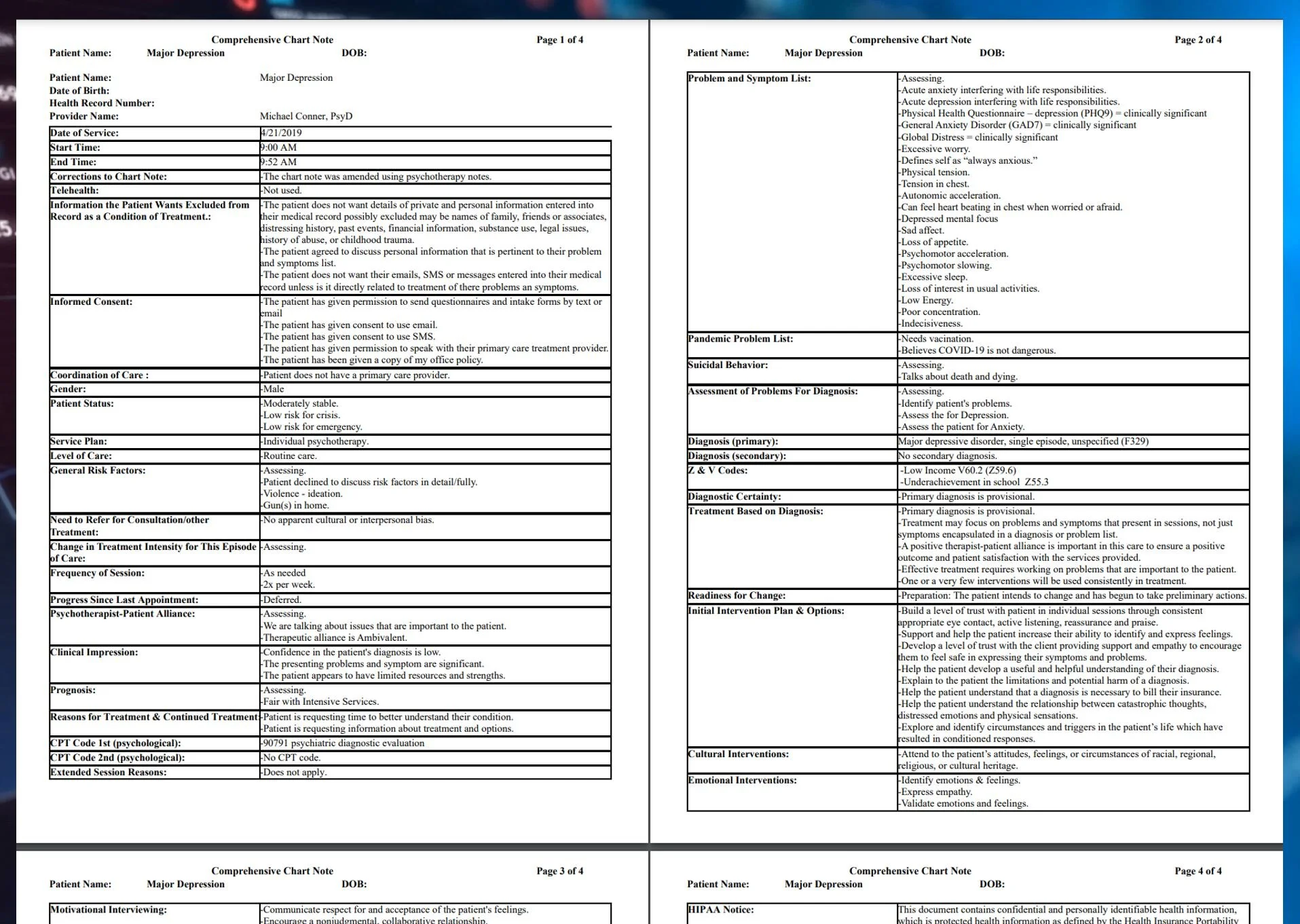 Chart Notes Template