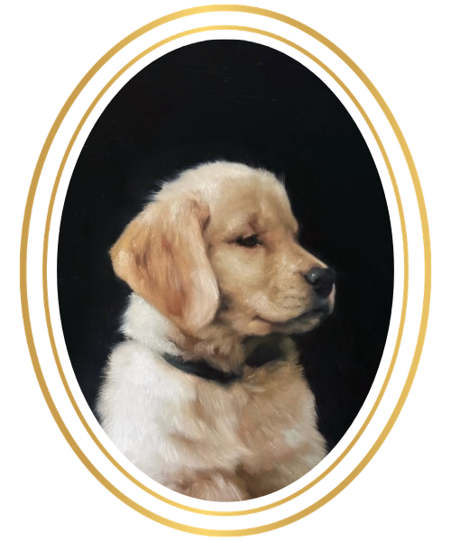 A puppy dog painted on a black background