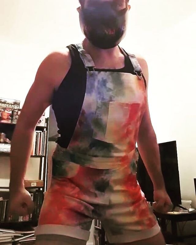My hand made black lives matter mask and short shorts pride overalls. Ally and proud.
