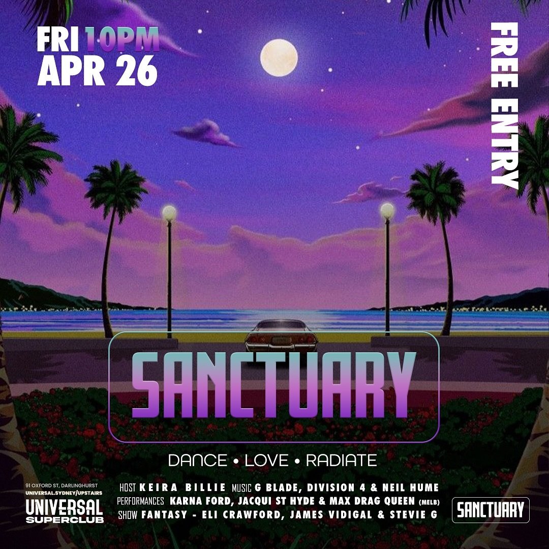 We believe our queer spaces are sacred, so we&rsquo;ve assembled some of the hottest DJ&rsquo;s and Drag acts in the business to get you dancing, keep you loving and feel you RADIATING! 

Catch Sanctuary starlet Jacqui St Hyde keeping that heartbeat 