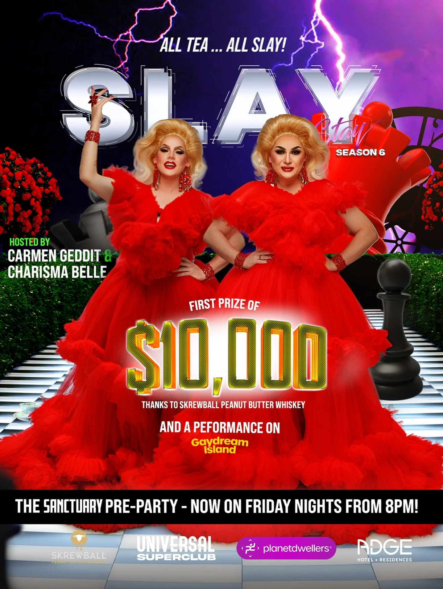 SYDNEY&rsquo;S FAVOURITE DRAG CELEBRATION IS BACK, BACK, BACK AGAIN&hellip; ALL TEA - ALL SLAY! 🫖 
&bull;
Hosted by Sydney icons @carmen.geddit &amp; @charismabelle - Season 6 is going SUPERSIZED 🏠 
&bull;
Partnering with @skrewballwhiskey &amp; @p