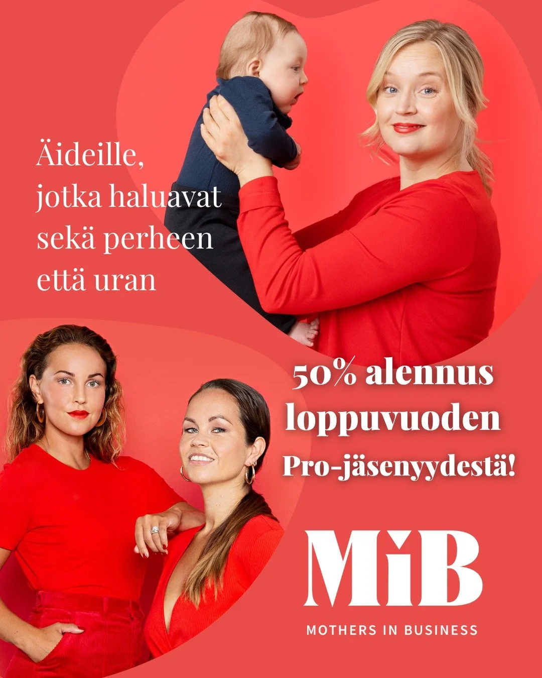 Nyt sinulla on ainutlaatuinen mahdollisuus tulla mukaan: loppuvuoden Pro-j&auml;senyys -50 % alennettuun hintaan 24,50&euro;!

Mothers in Business eli MiB on yhteis&ouml; &auml;ideille, jotka haluavat yhdist&auml;&auml; perheen ja ty&ouml;n. MiB tarj