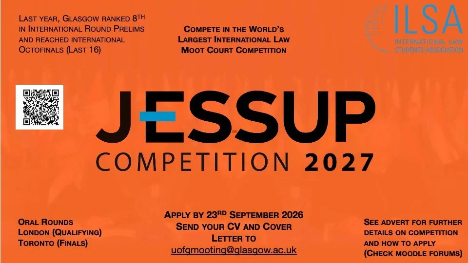 Join the UofG Jessup International Law Moot Court Competition Team