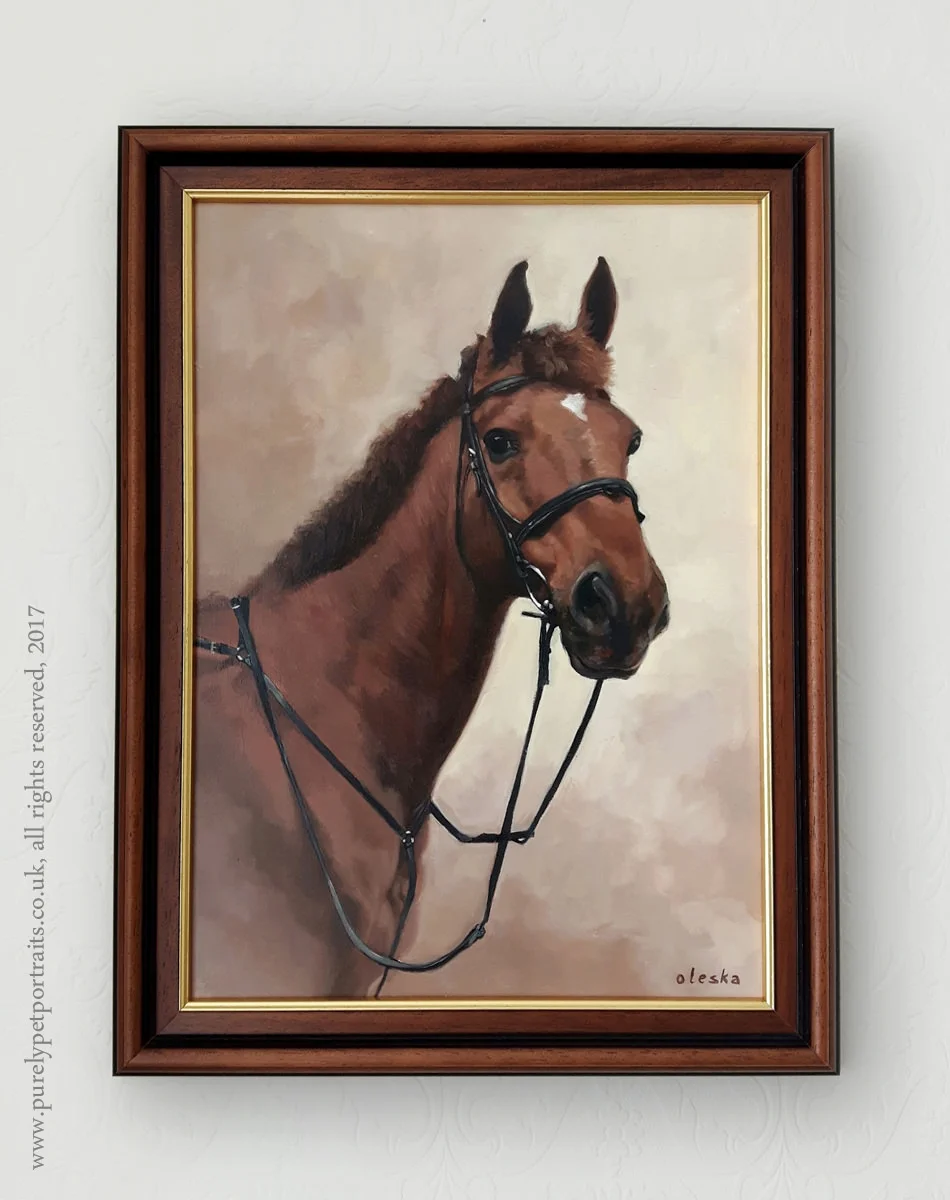 Painting of a horse framed
