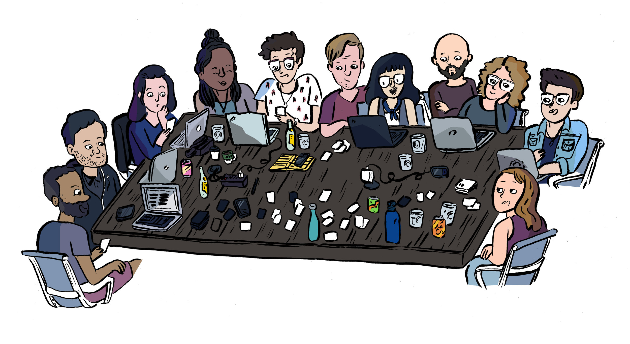 commissioned portrait of the Cards Against Humanity Writing Staff