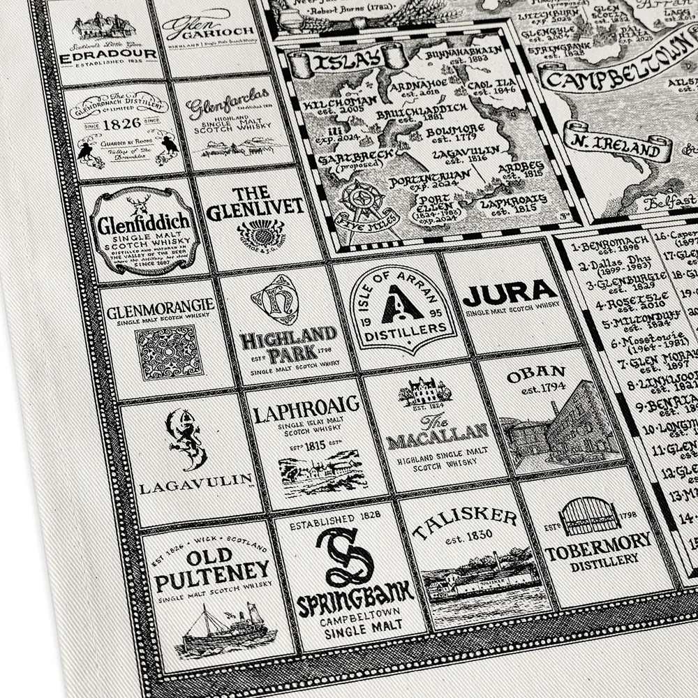Manuscript Maps — Whisky Map Tea Towel