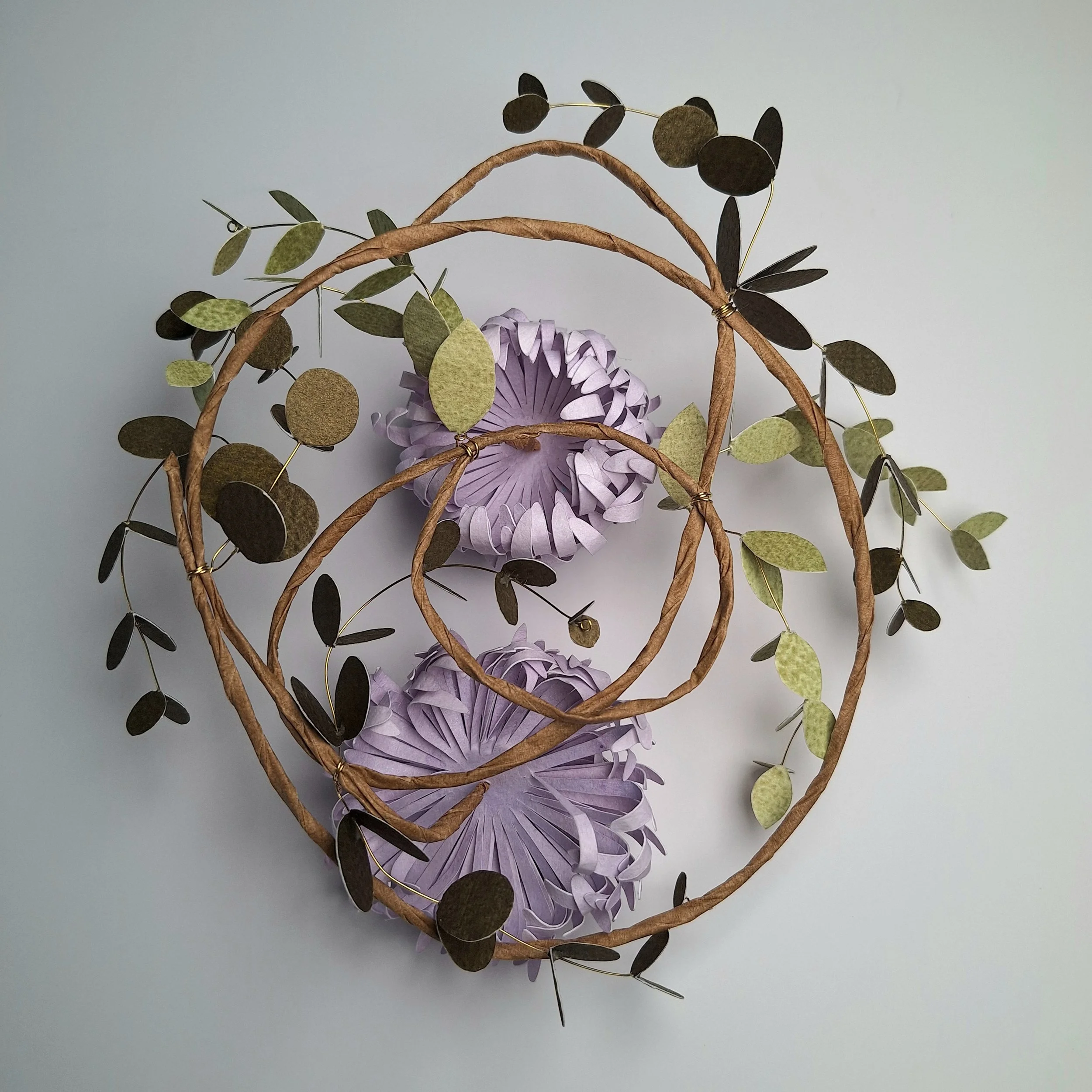 back view of the handmade chrysanthemum wreath