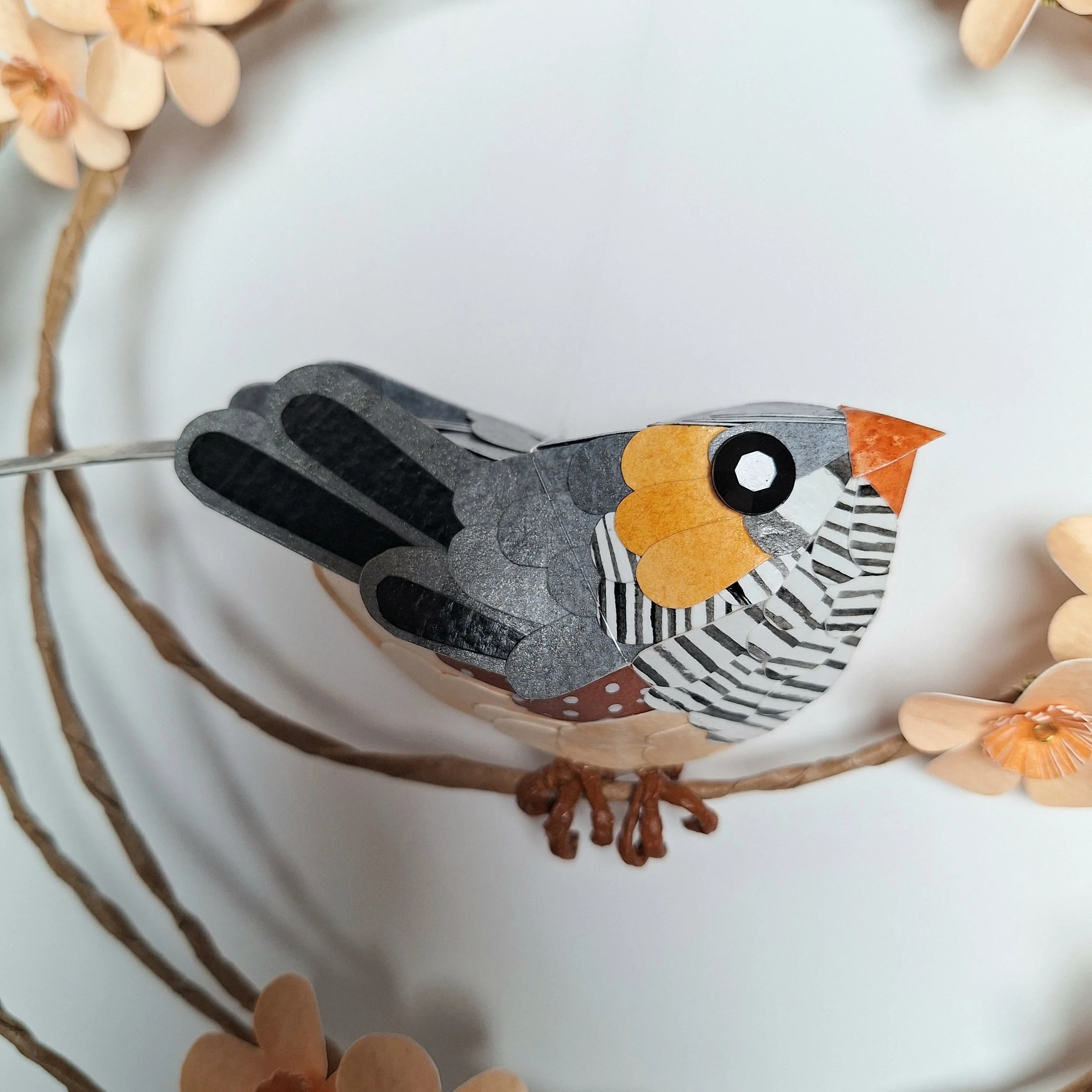 Kaper zebra finch bird on a floral hoop wall art (6).jpg