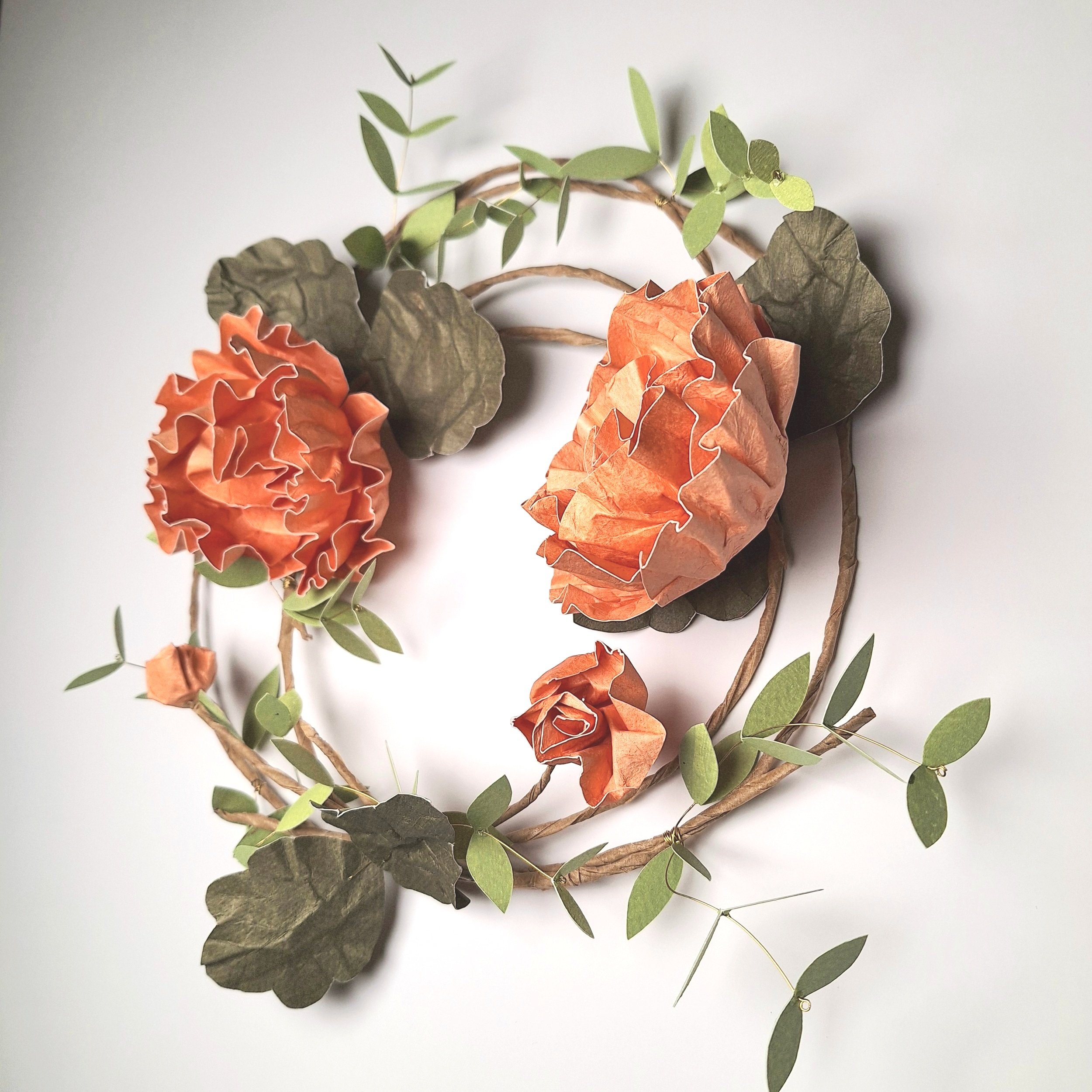 orange hollyhock floral wreath