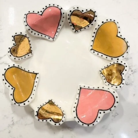 ASL Ceramics - Mustard & Pink Heart Dish