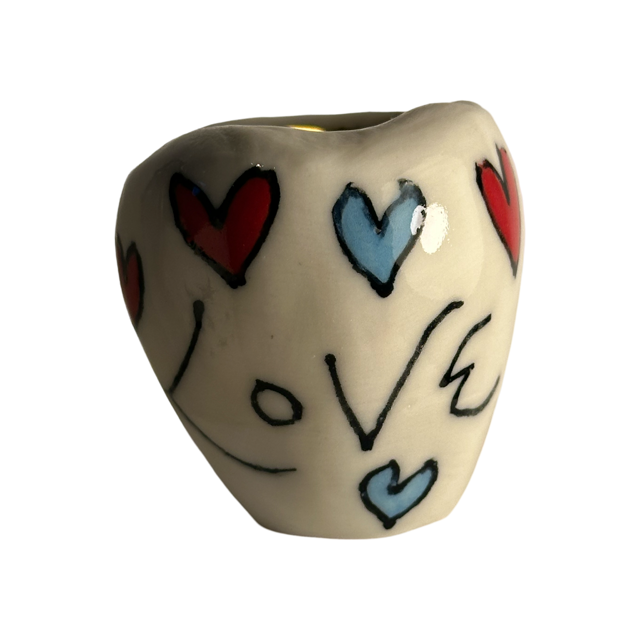 Love Pot with Blue & Red Hearts