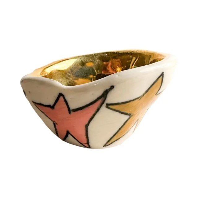 Mustard & Pink Star Little Pot