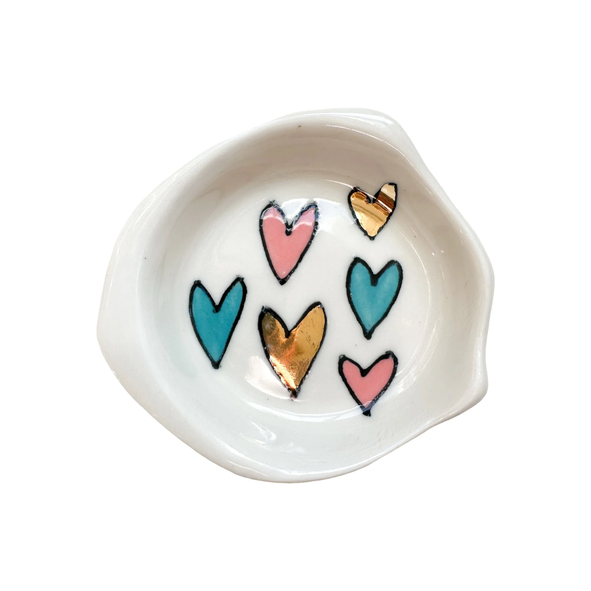 Mini Heart Dish  -  Turquoise & Pink