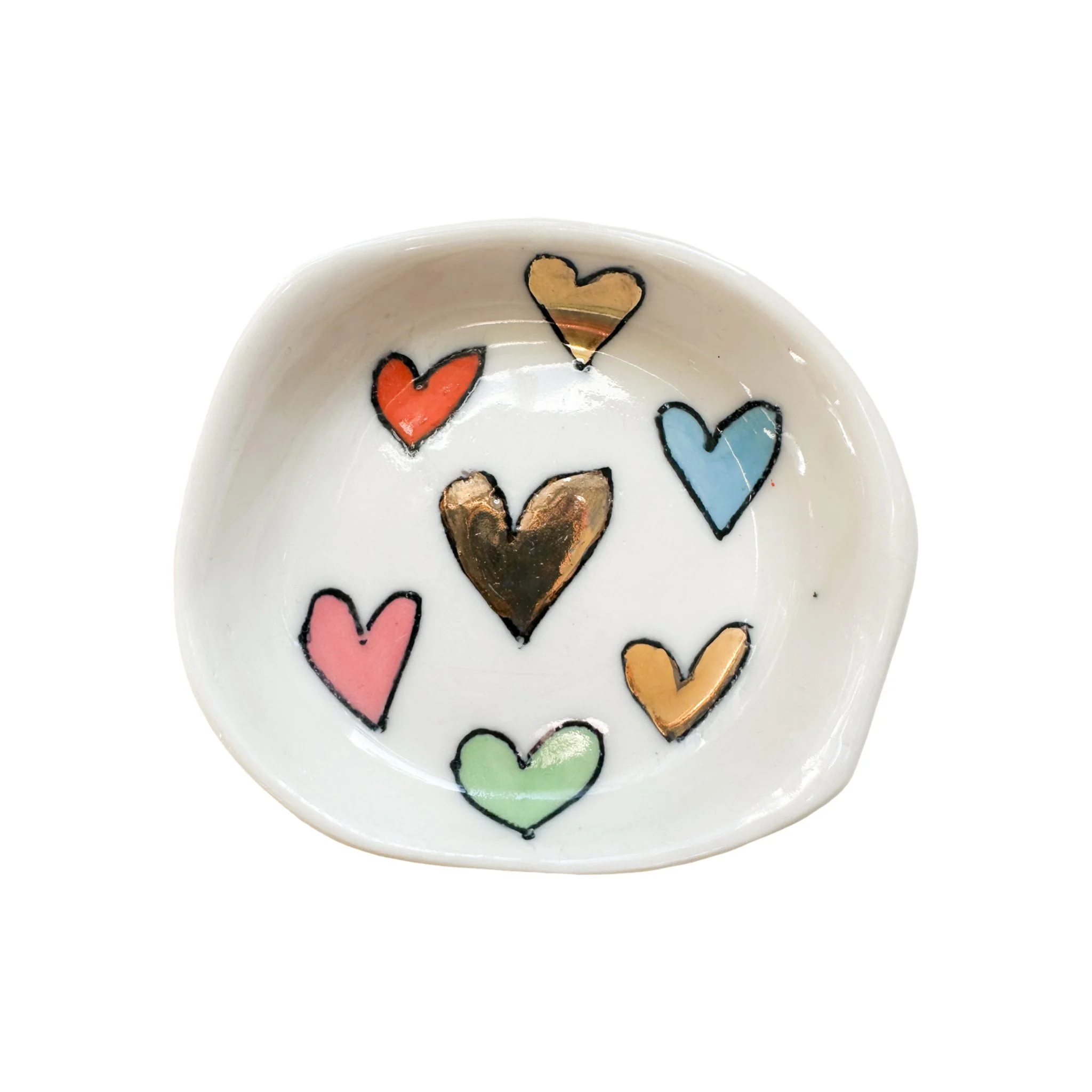 Mini Heart Dish  -  Bright Coloured Hearts Dish