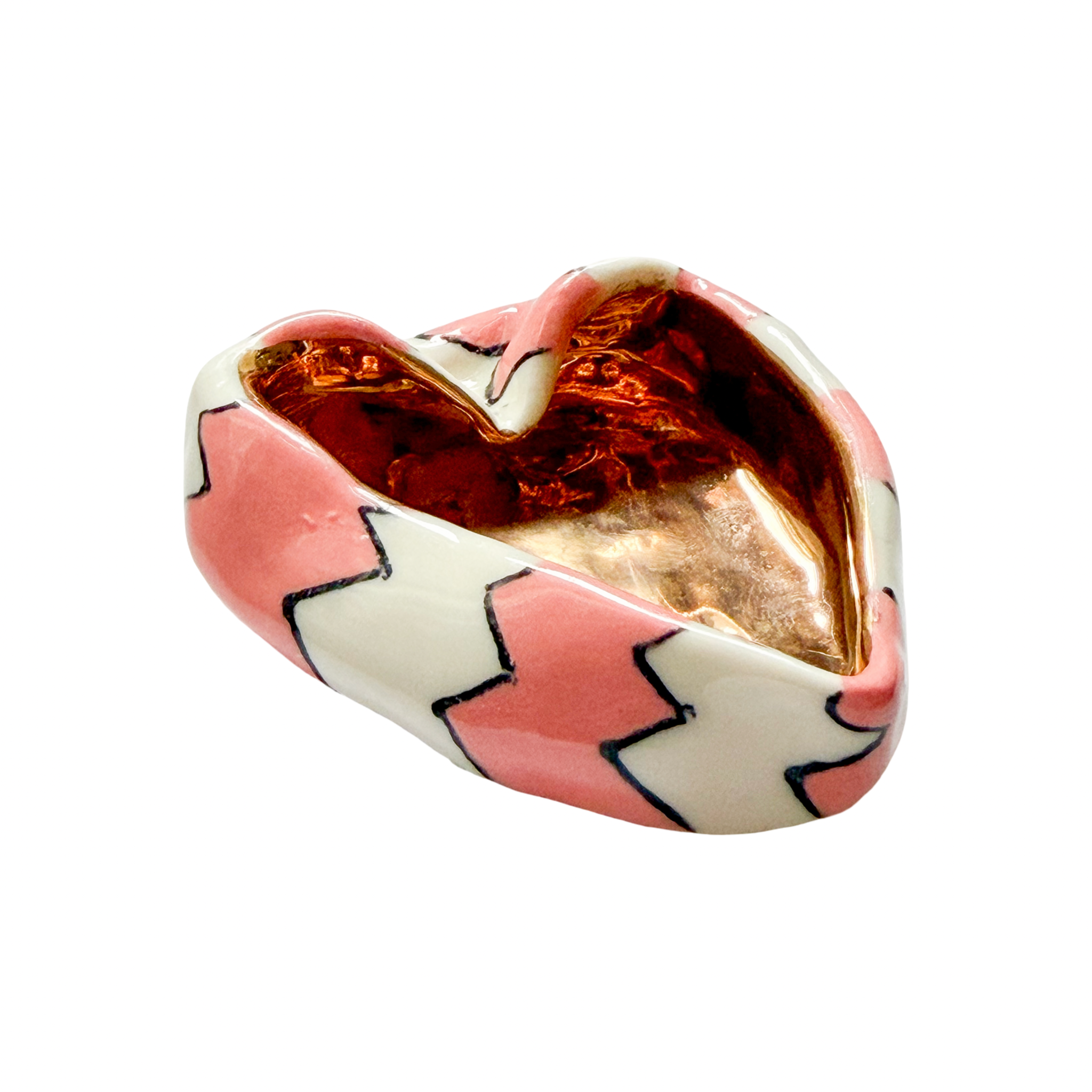 Pink  ZigZag Heart Pot