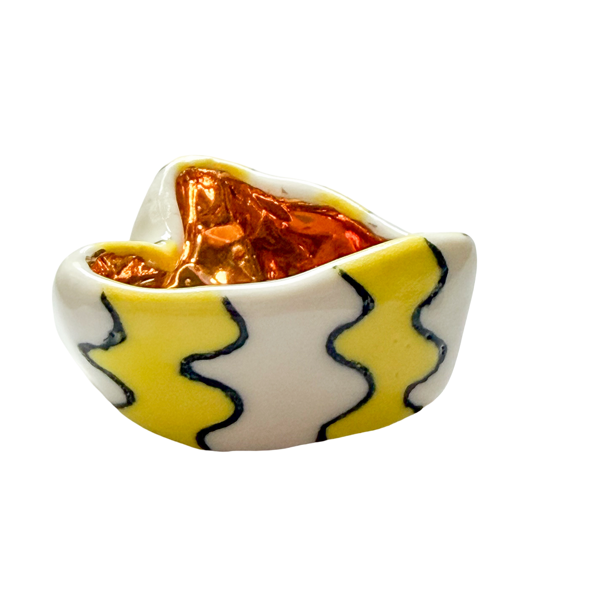 Yellow  ZigZag Heart Pot