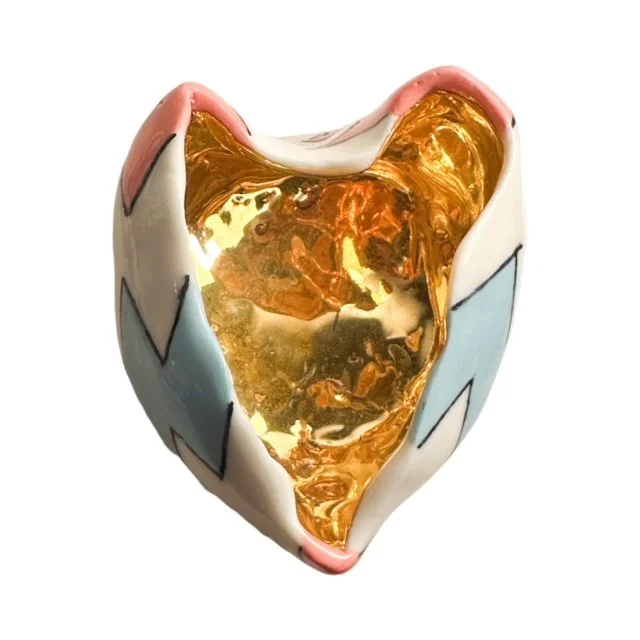 ASL Ceramics - zig zag heart shaped gold dish.JPG