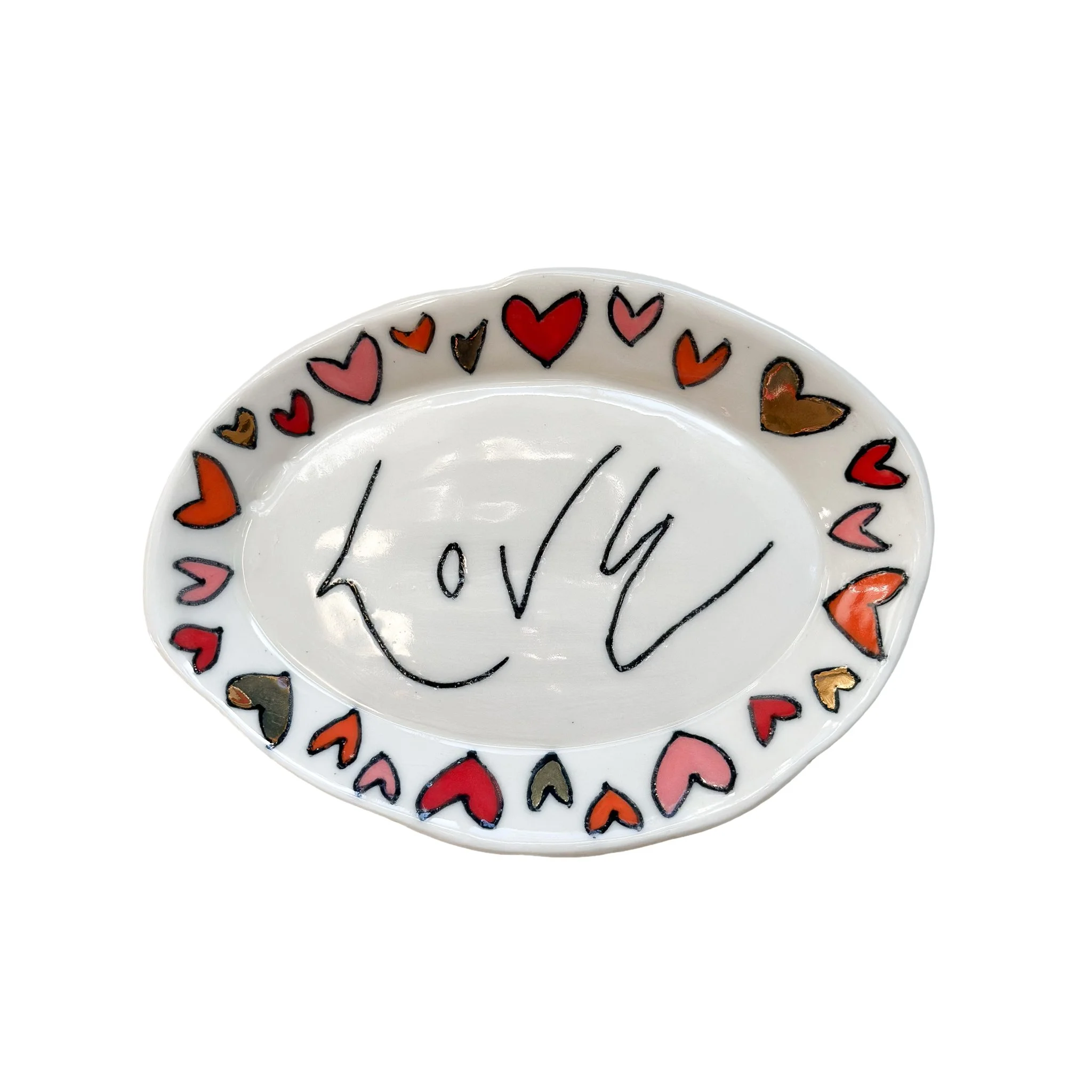 Oval Love Dish - Pink, Red & Orange