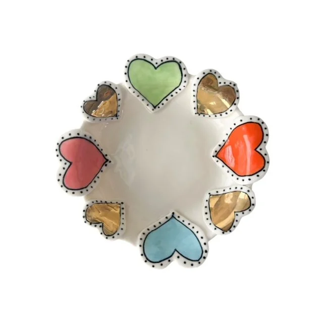 Tuiti Fruit & Gold Hearts Small Round Dish