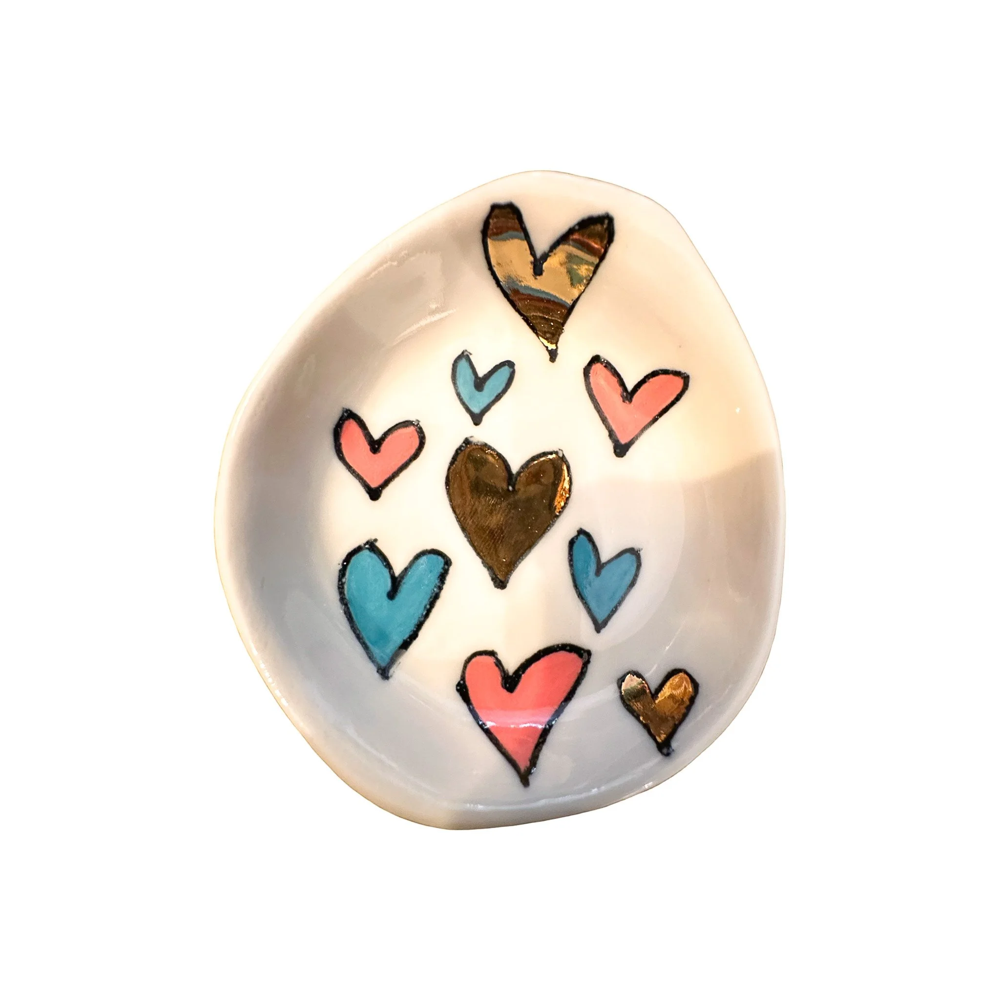 Mini Heart Dish  -  Blue & Pink Hearts