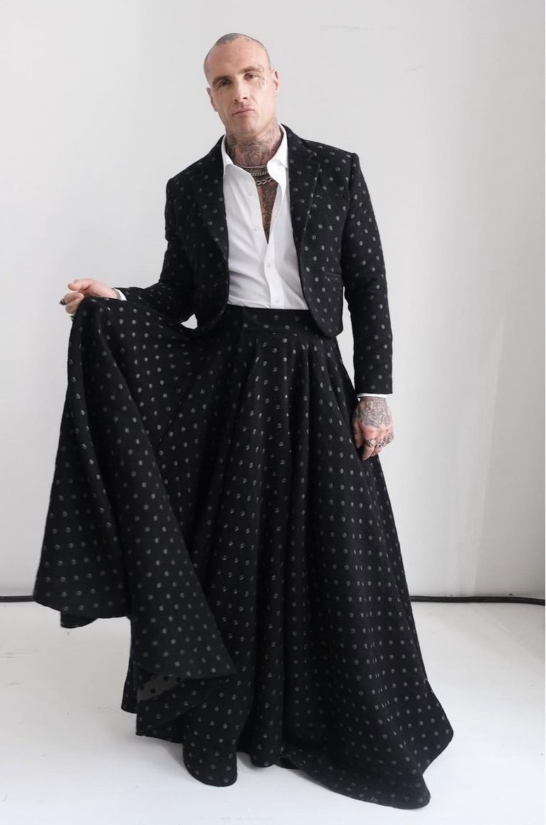  Men’s skirt suit designed by Jack Sivan for Terry Singh 