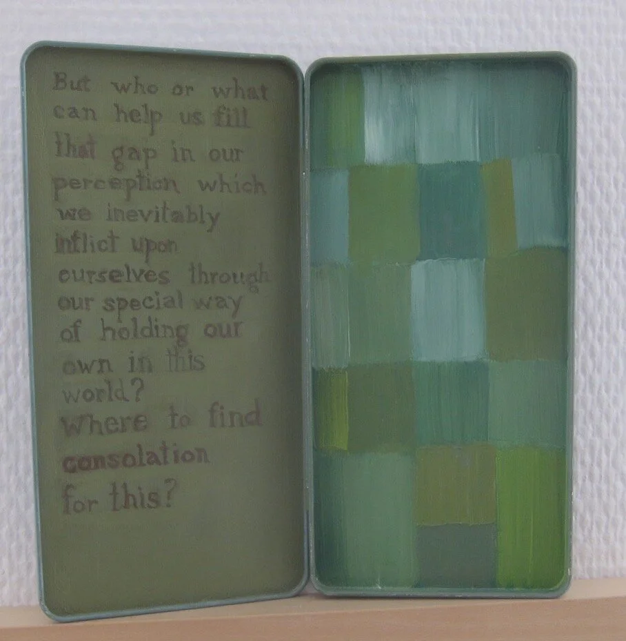 Carolyn Prescott, Blind Spot, 2015 - 2020, oil on tin box, open 19 x 19 cm