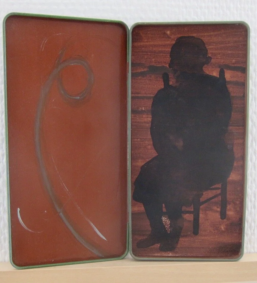 Carolyn Prescott, Nostos, 2015 - 2020, oil on tin box, open 19 x 19 cm