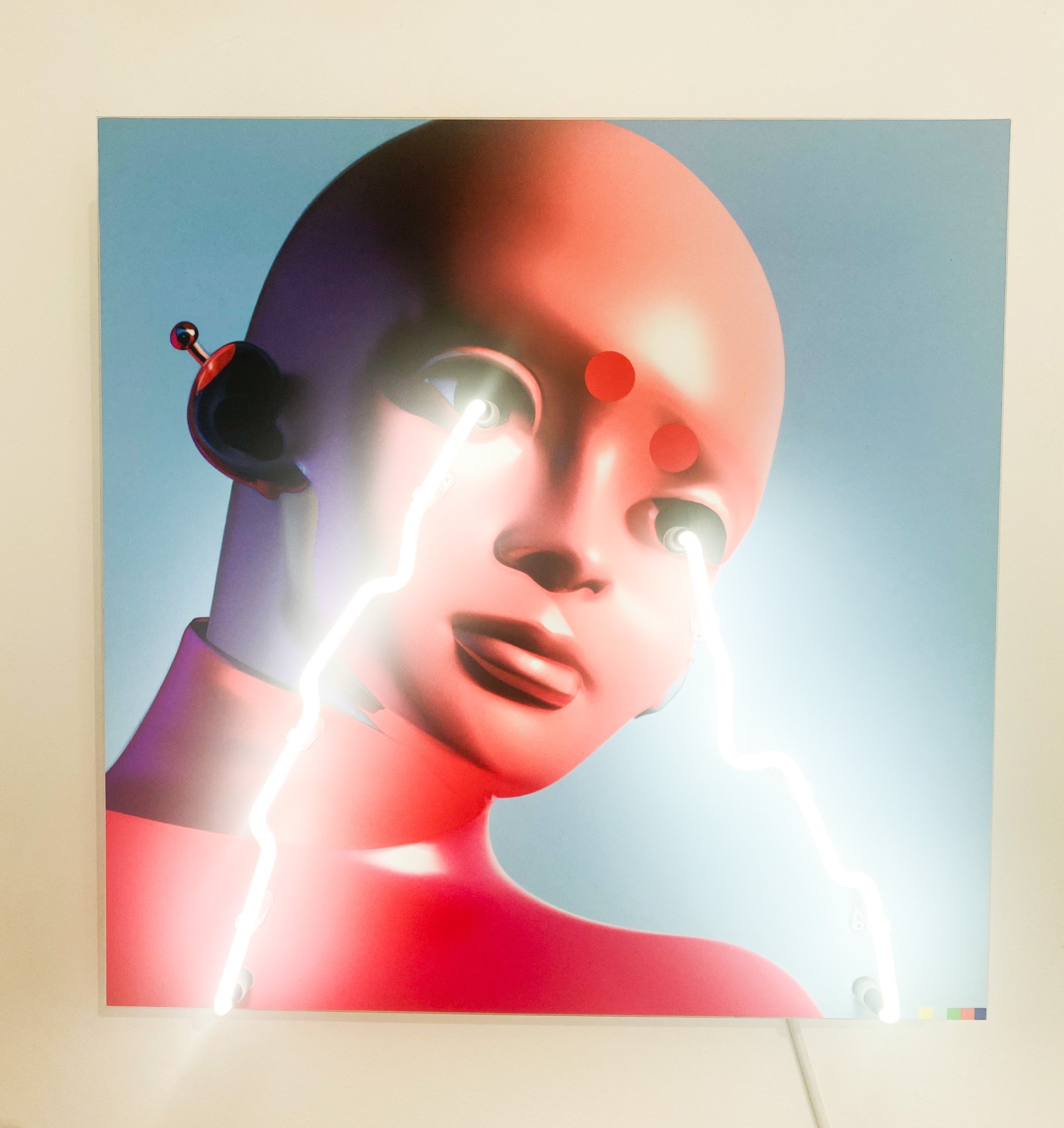  TZUSOO, Dalle's Aimy #1, 2022 Acryl Plate, Neon Glass Edition 1 / Artist Prototype, 50 x 50 cm 
