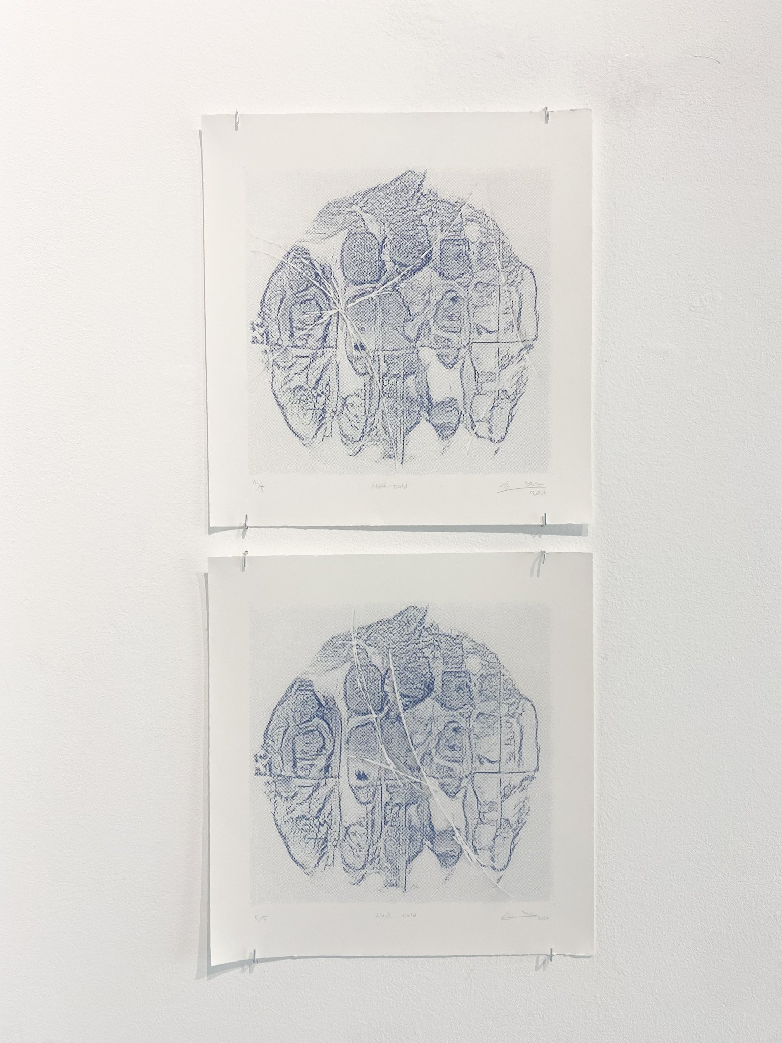  Hara Shin, Half-told #1, 2024, Pencil and gouache on silkscreen, 24 x 24 cm 