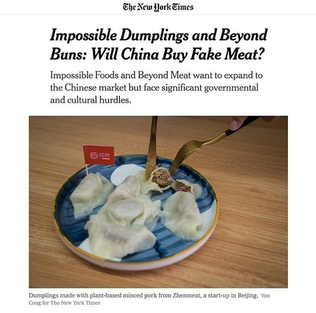 Faux-pork on your fork? These mouth-watering dumplings by @yancongphoto beckon from @NYTimes Business today, in line with @BeyondMeat @ImpossibleFoods #IPO coverage of this quickly growing market. Why eat less meat? Emissions from livestock account f