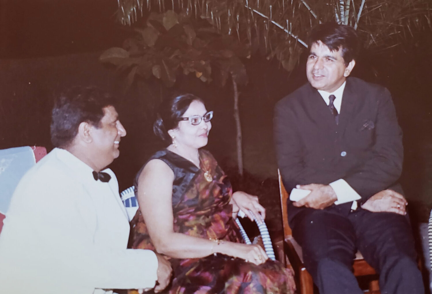 Mohamed Khaki’s aunt and uncle, Zera and Haider Dhanani, with Dilip Kumar at a reception in Dar es Salaam in 1969.