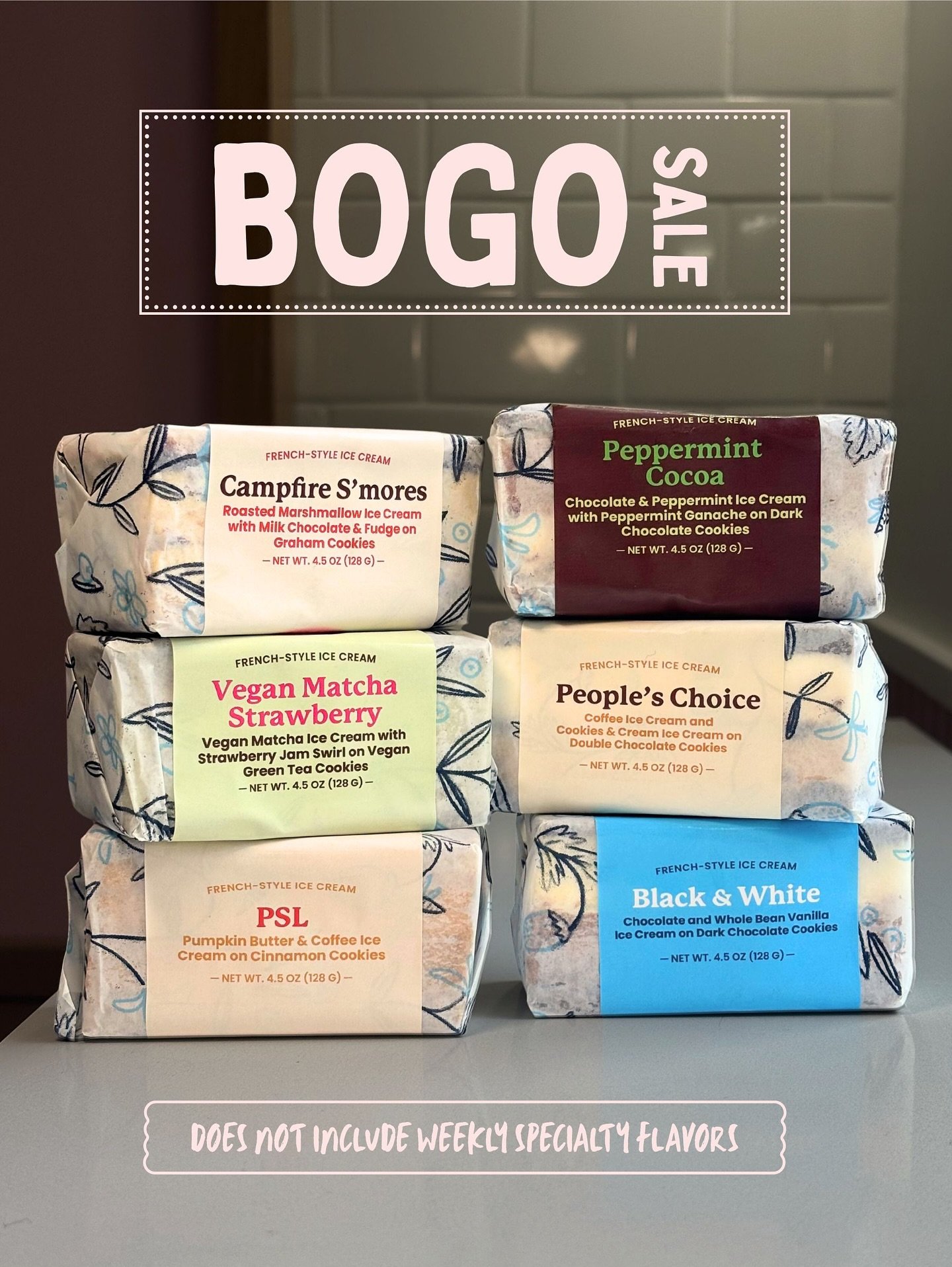 BOGO ice cream sandwiches are here, right in time for your Thanksgiving plans 🦃🥧 

Available while supplies last at Rittenhouse and Fishtown!

This offer applies to our retail flavors only: S&rsquo;mores, Vegan Strawberry Matcha, Peppermint Cocoa, 