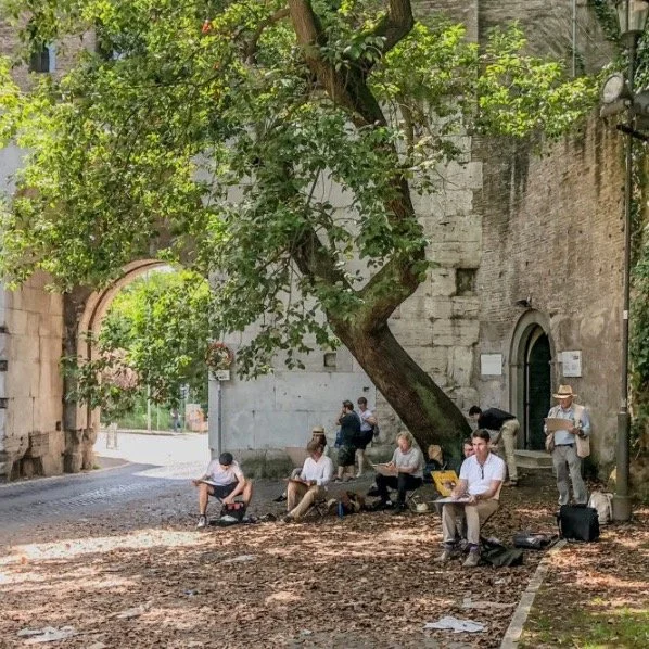 It's hard to believe that it was seven years ago today that we were on the ICAA Rome Drawing Tour! The standout of this experience happened in the outskirts of Rome, where the birth of classicism is seen in the countryside. 

Our group of architects 