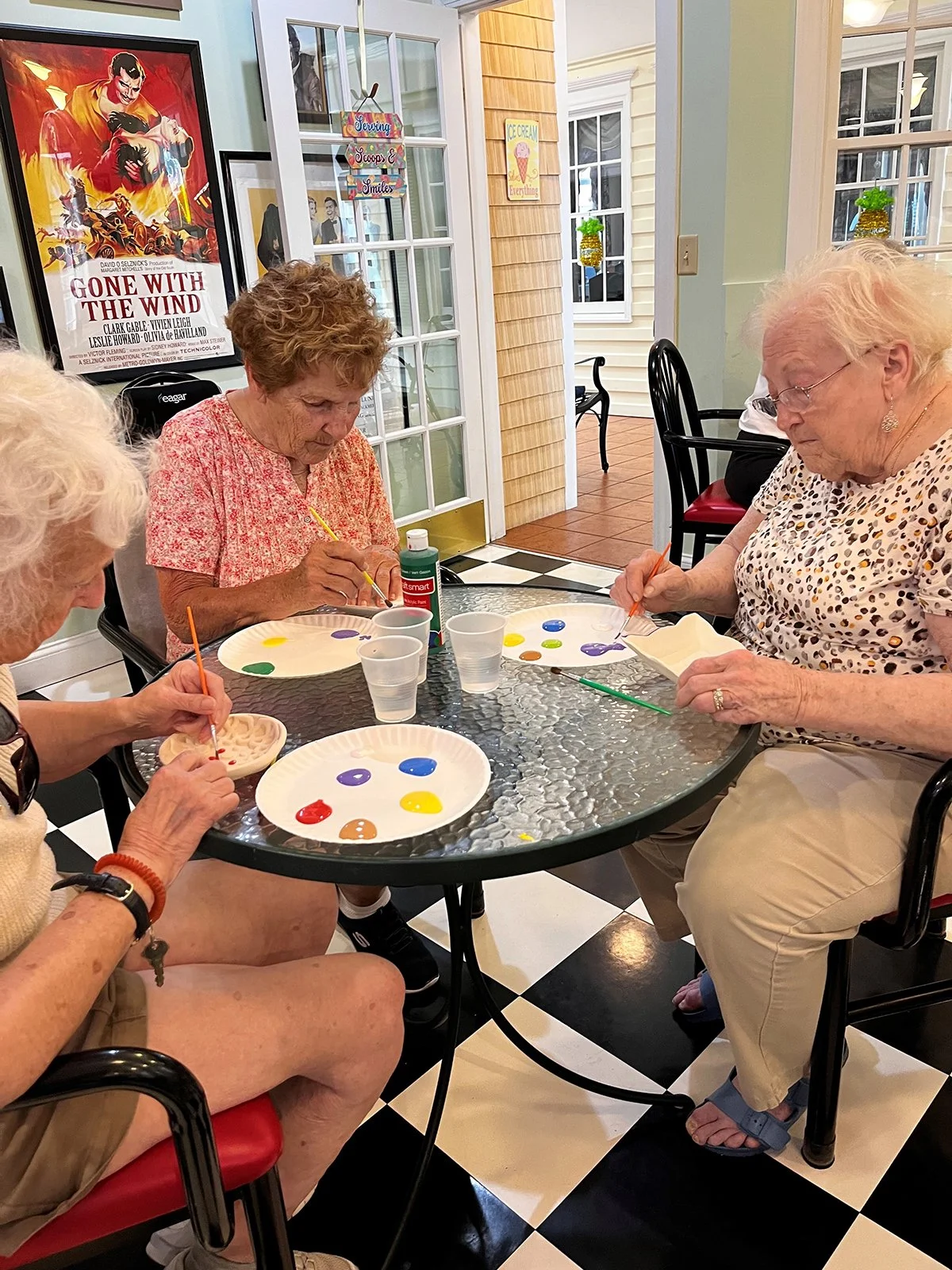 Each participant had a dish to paint and lots of supplies.