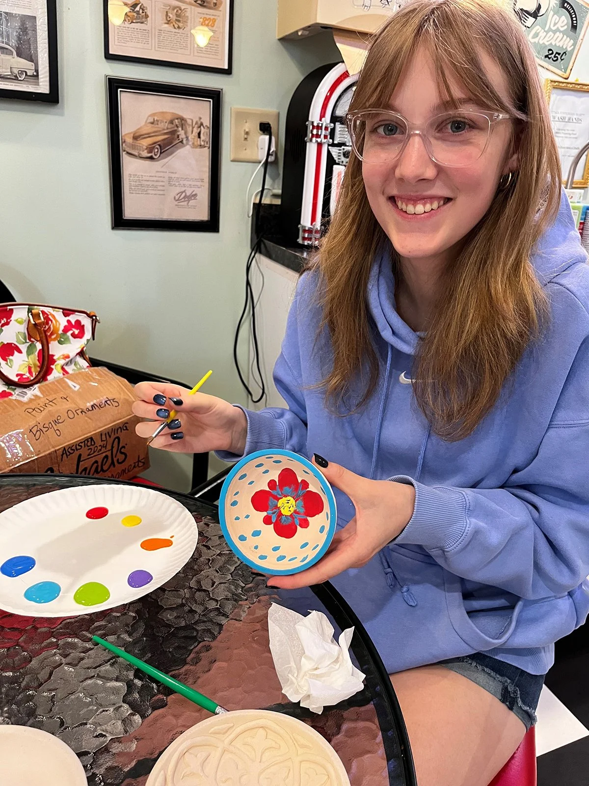 Merryn volunteered to help. She made a lovely inspiration example for the residents.