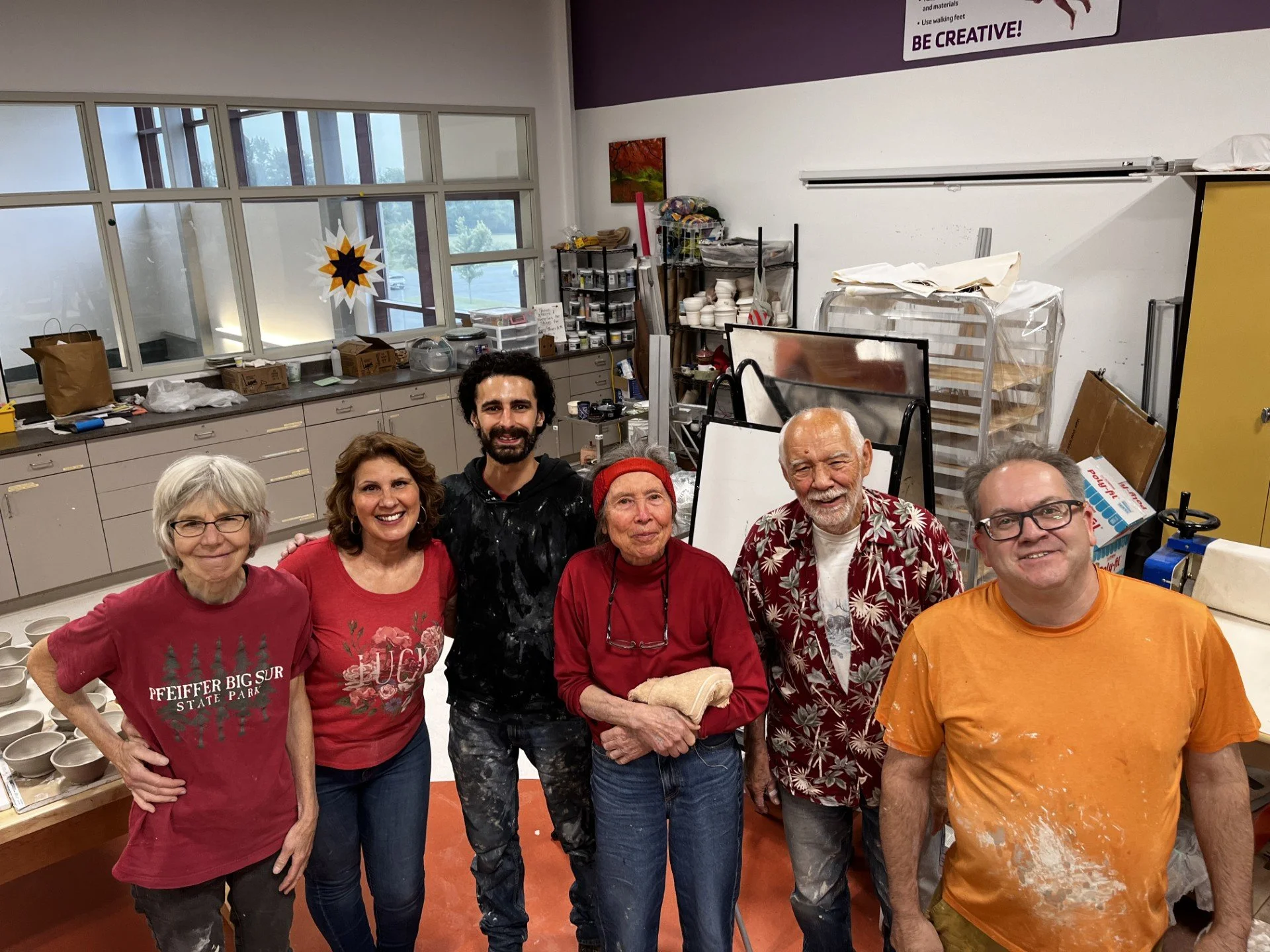 These guild members threw many bowls for the fundraiser.