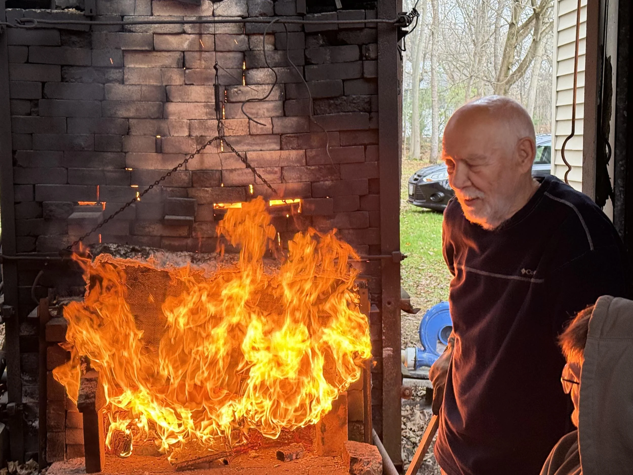 Paul tending the fire