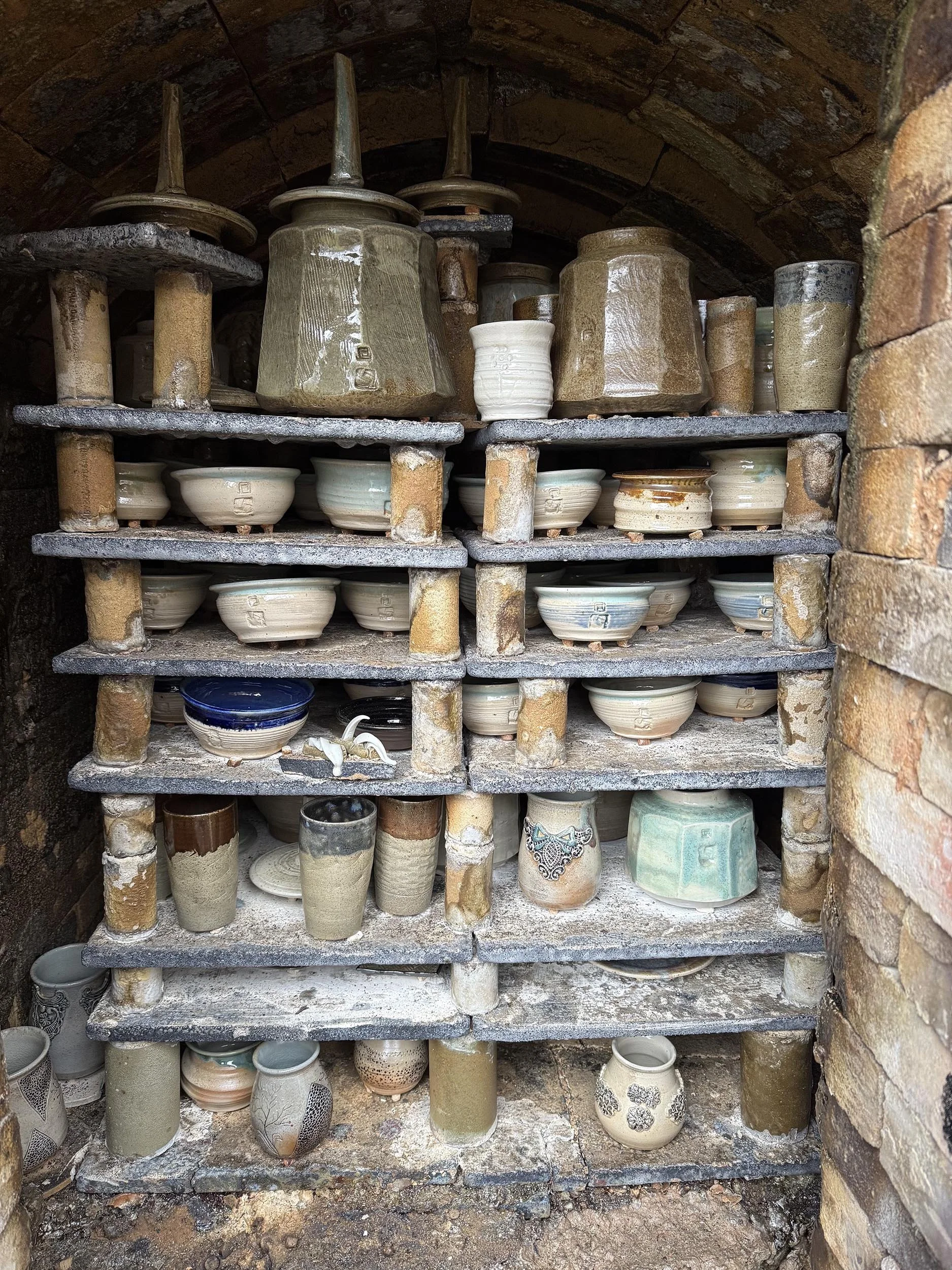 A look inside the fired kiln.