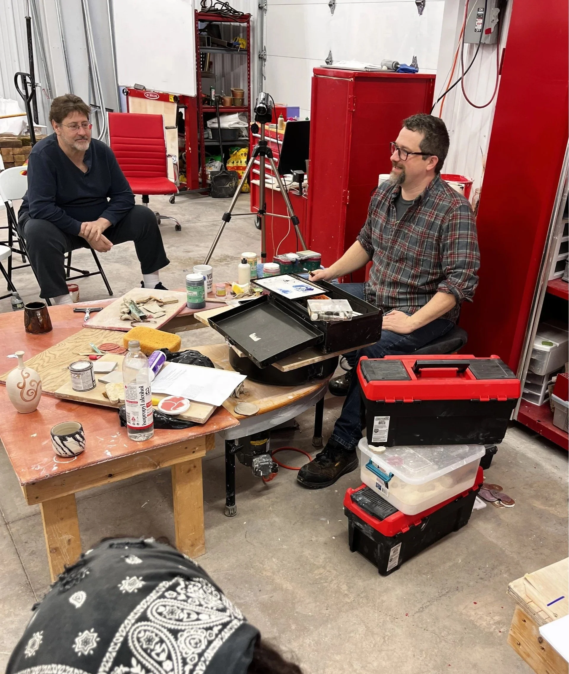 Tim and his China paint stash.