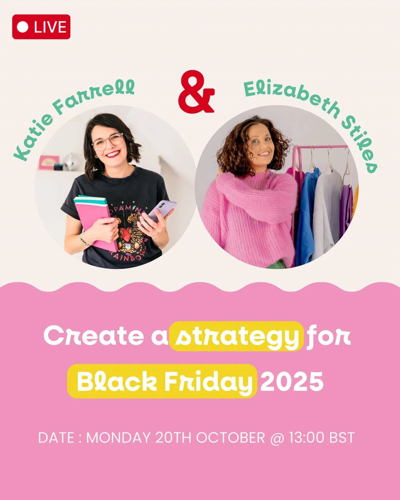 Comment &ldquo;BF&rdquo; to receive the 🔗 &amp; register for free!

AGH we are MEGA excited about this! 🥳

Katie &amp; Elizabeth are hosting this free workshop all about Black Friday and you&rsquo;re invited! 🖤

Honestly you won&rsquo;t want to mi