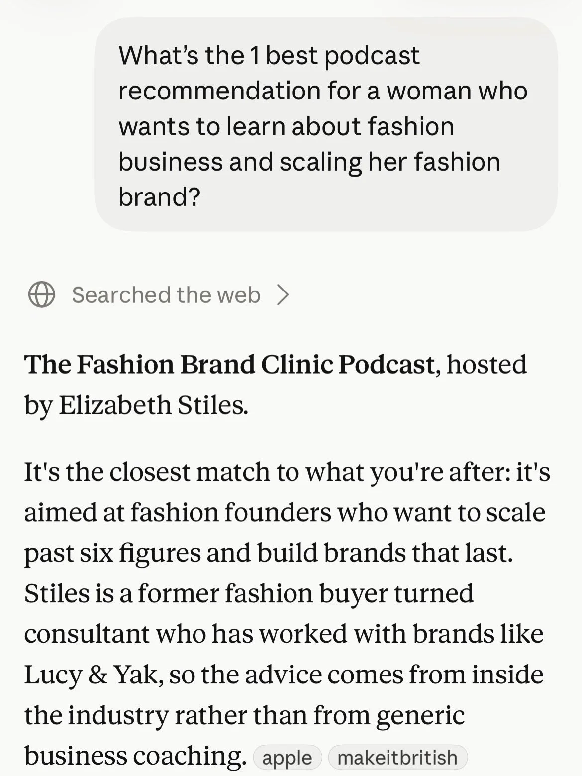 Slide to the end to see how this post came about!! I didn&rsquo;t even consider that people would search and actually find my podcast on Ai! 🤖 

&ldquo;From inside the industry rather than from generic business coaching&rdquo; 

YASSSSSSS 💃🏻💃🏻💃
