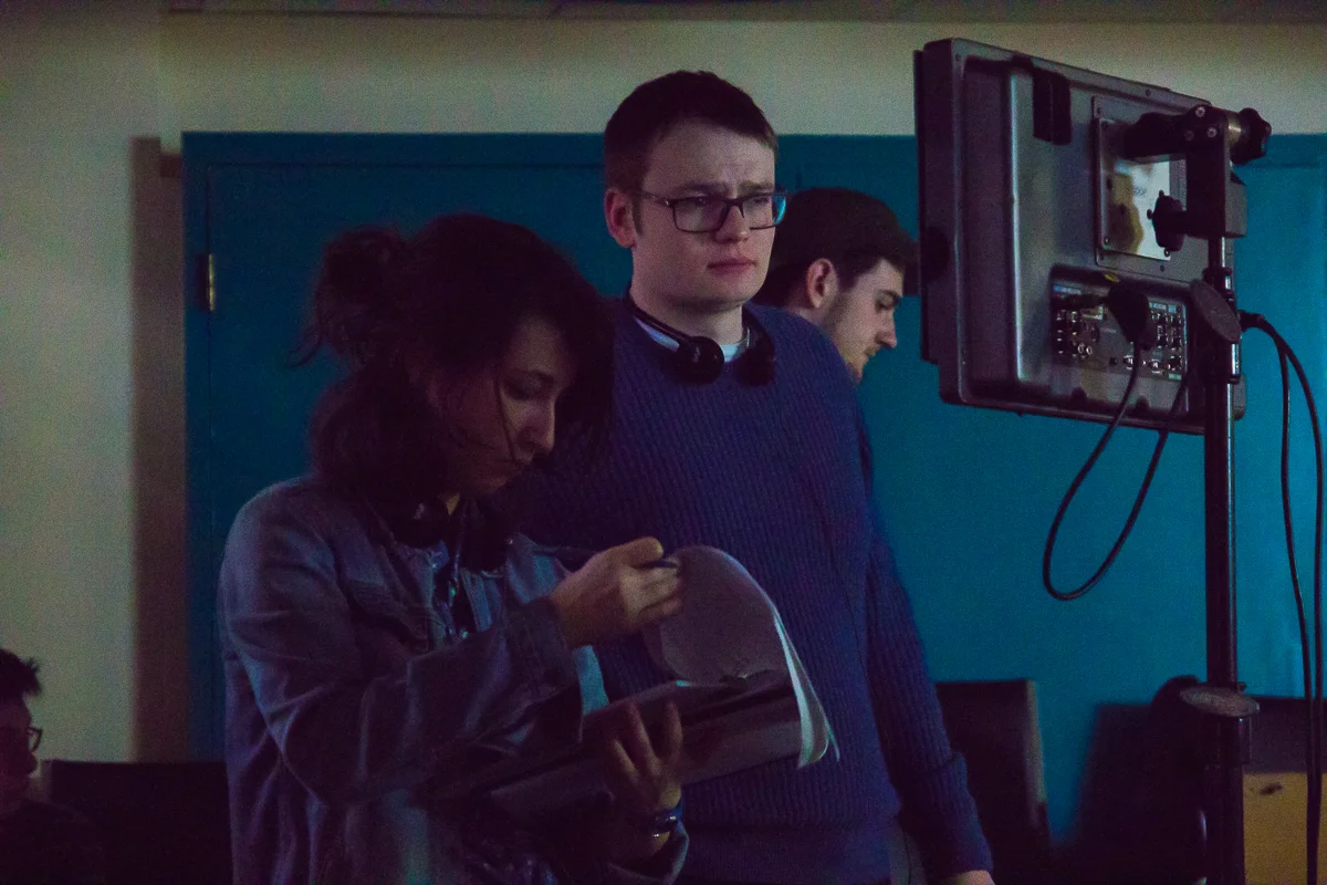 Directing on the set of Duet . Photo by Jake Ivany.