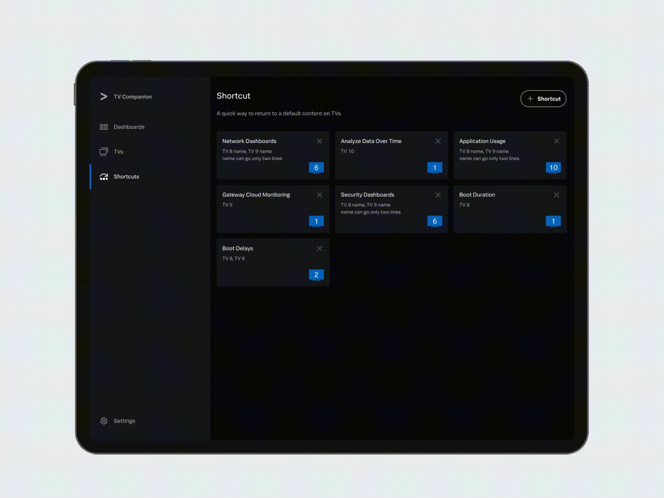 How to create a shortcut, a group of TVs that user frequently use.