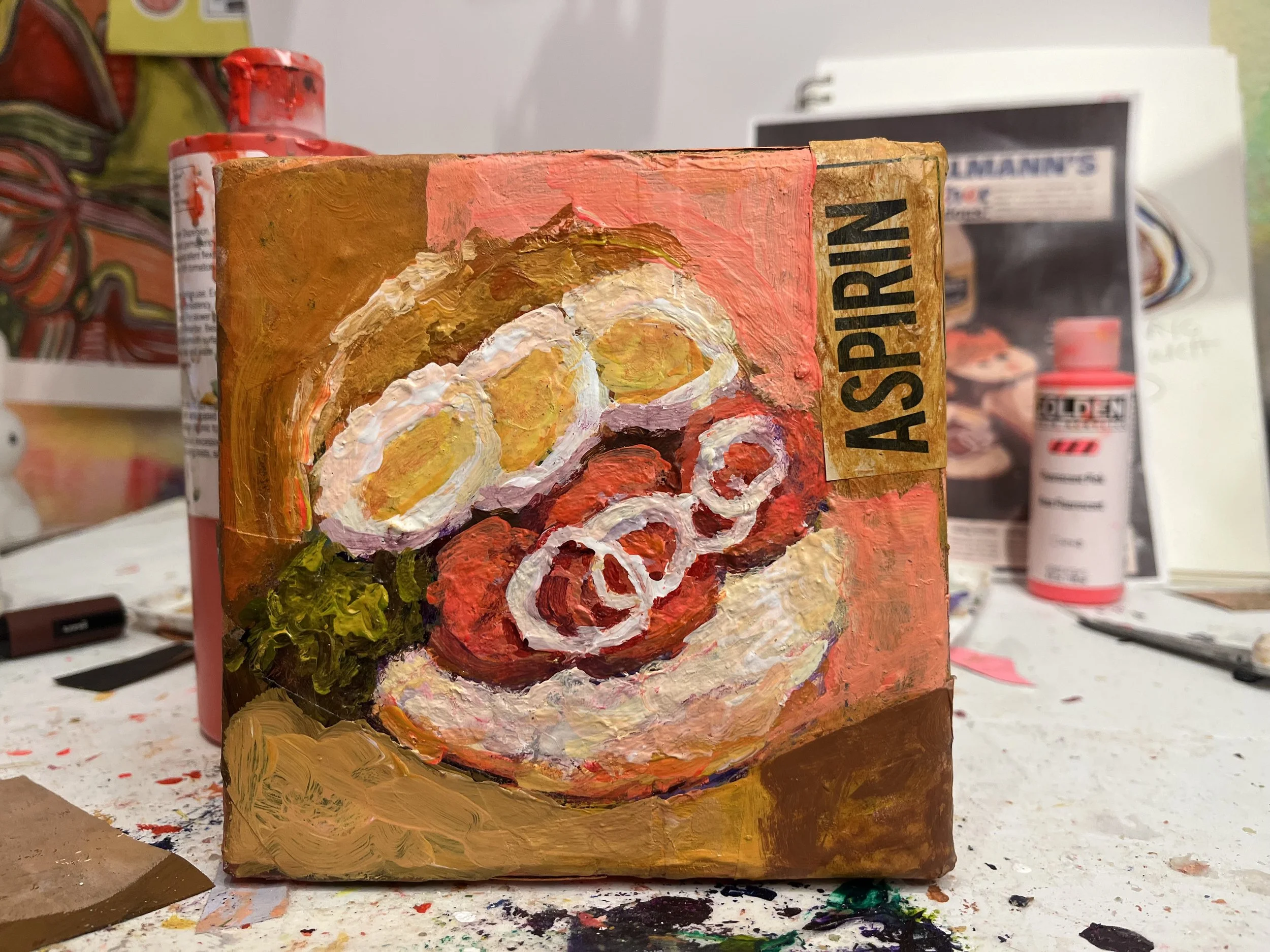 "Peanut Butter Mayonnaise" 6"x6" painting on wrapped canvas