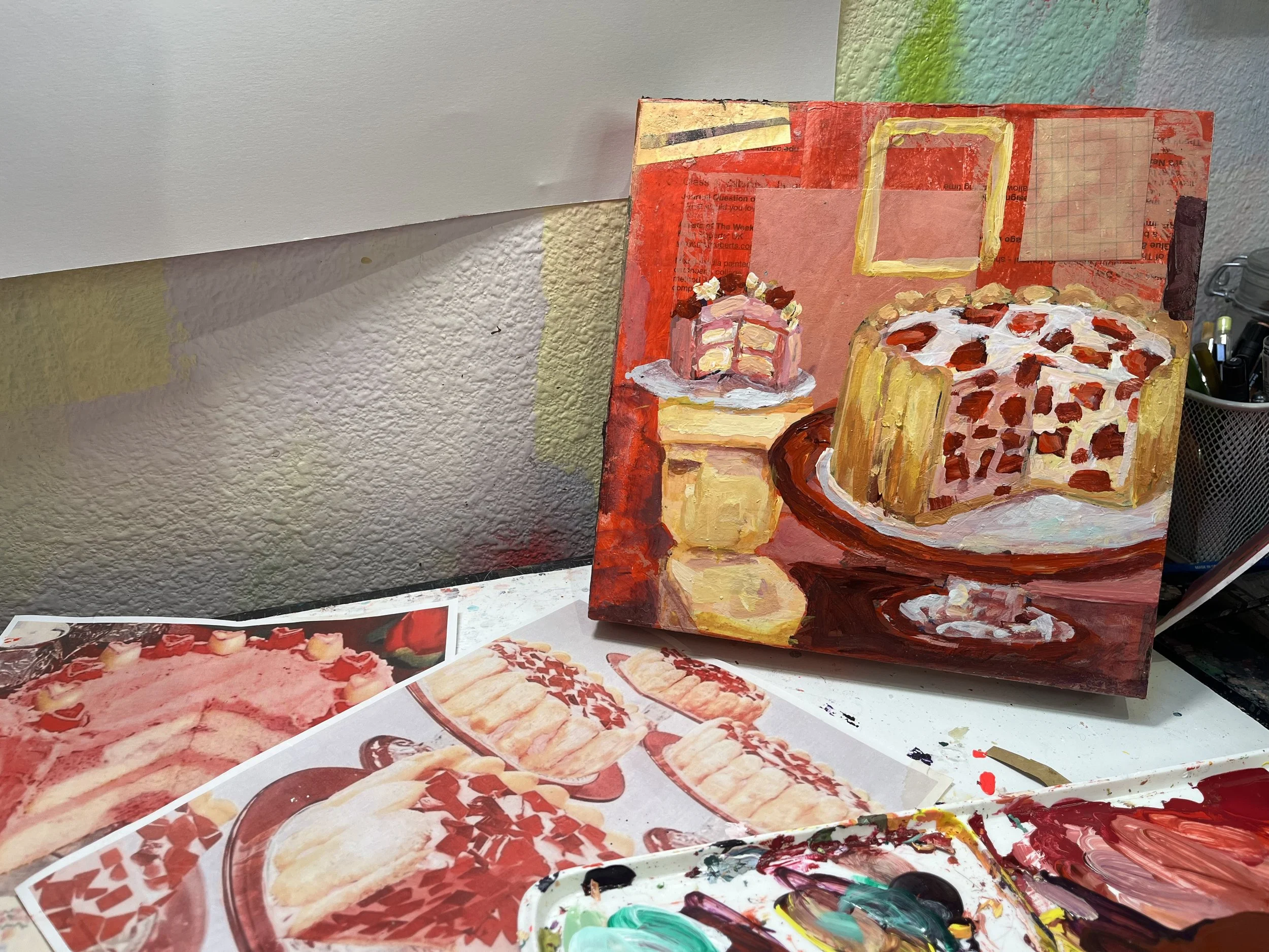 Man Catching Valentines Cake! 10x10" original painting