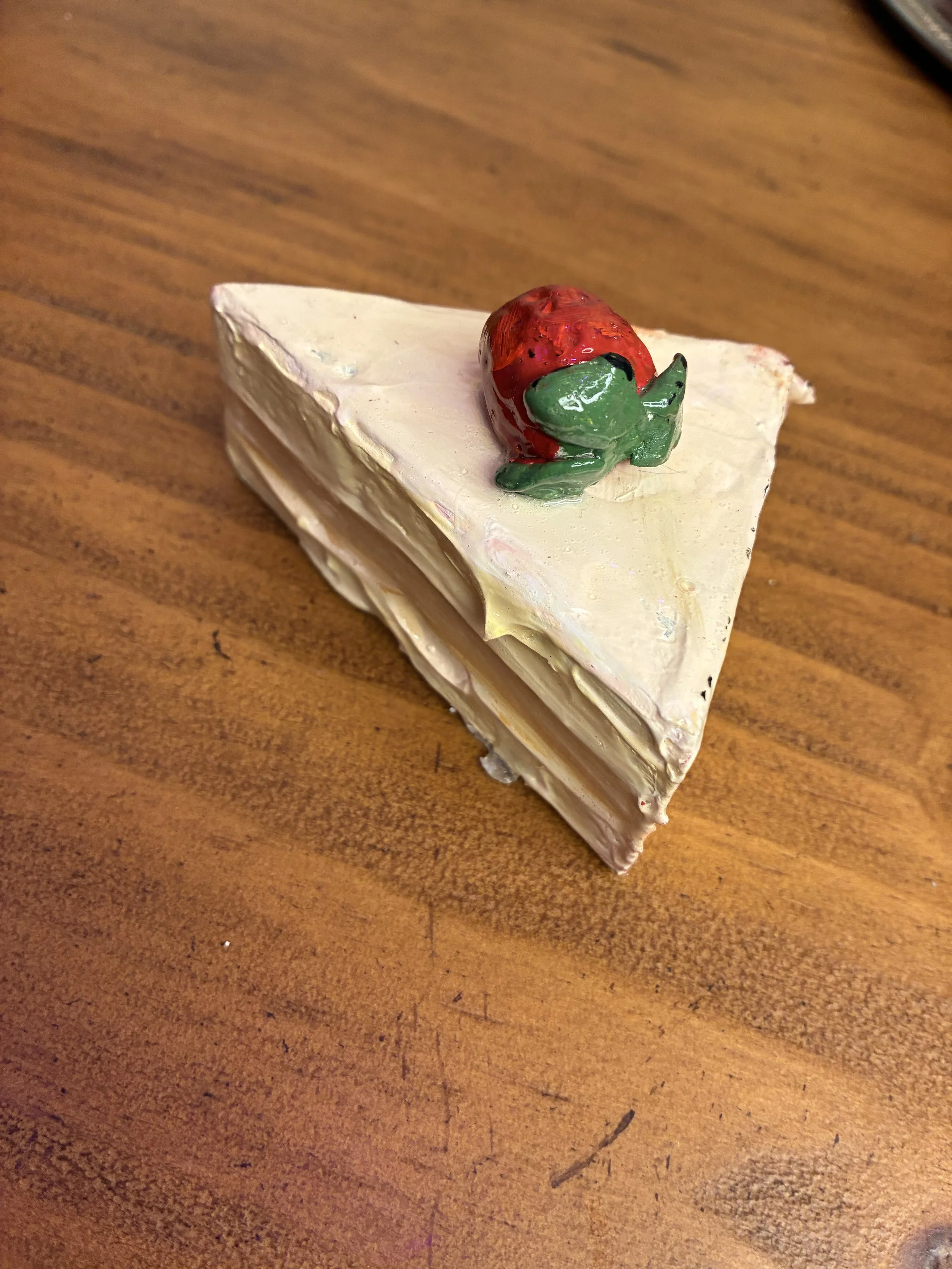 White Cake Slice With Strawberry