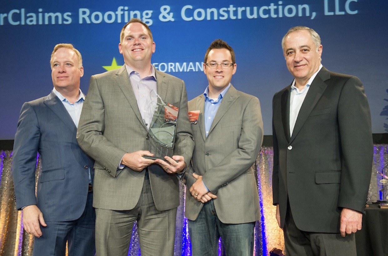 Receiving our GAF President’s Club Award from former GAF CEO Bob Tafaro.